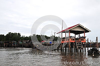 Bang Chan, in Chantaburiâ€™s kh Lung District, is a fishing village built on the water Editorial Stock Photo